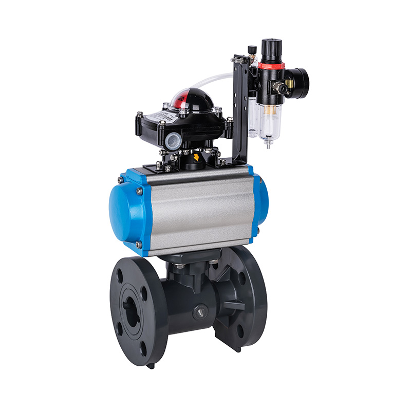 PVC-U Q641F-10U pneumatikus karimás golyóscsap DN20-300 20A-300A JIS szabvány